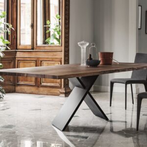 BONALDO AX DINING TABLE IN AMERICAN WALNUT WITH NATURAL EDGES